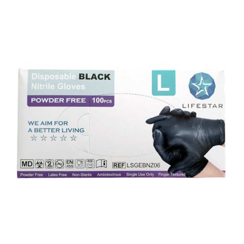 Disposable nitrili examination gloves, black