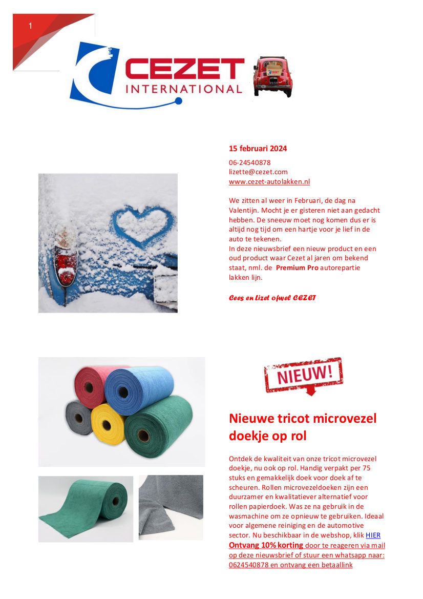 Nieuwsbrief Cezet-Autolakken februari 2024